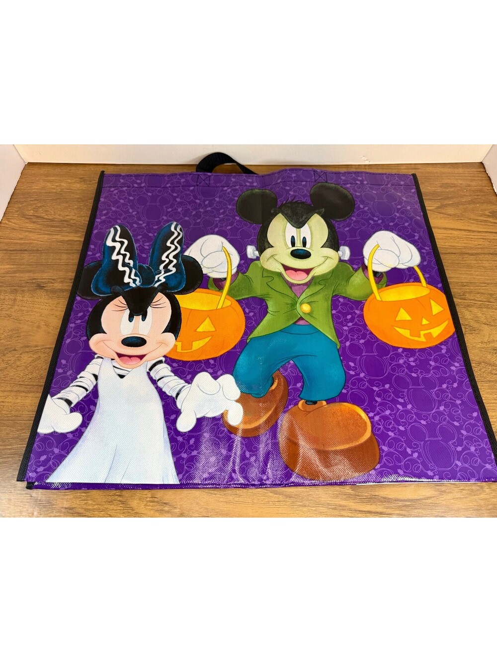 Disney Mickey Minnie Halloween XL Tote Bag Frankenstein Bride Trick Treat